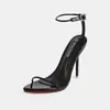 Nuevas sandalias de tiras sexy con cordones para la muñeca, tacón de aguja, suela roja, minimalistas de dopamina, tiras ultradelgadas, tacones súper altos, venta al por mayor