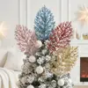 P Navidad simulación polvo dorado raíces de árbol hojas esquejes de árbol de Navidad adornos accesorios decorativos DIY simulación exquisito
