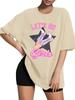 Tops femininos de comércio exterior, comércio eletrônico internacional, Amazon, estilo ocidental, jeans, tamanho grande, estampado, camiseta de algodão colorida
