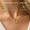 Europa y Estados Unidos clip de acero inoxidable INS transfronterizo colgante de círculo cadena clavicular colgante DIY personalidad simple hombres y mujeres