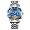 Nuevo Reloj Fenzun para Hombre Moda Trendy Reloj Tourbillon para Hombre Cuarzo Correa de Acero Multifuncional No Mecánico Reloj para Hombre