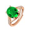 Nuevo Anillo de Huevo de Paloma de Granate Natural Simulado de Transmisión en Vivo Luz Temperamento Lujoso Incrustado Esmeralda Abierto Ajustable Anillo de Mujer