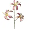 Flores Artificiales de Lirio Dorado de Tres Cabezas, Flores de Seda Realistas para Decoración, Flores Falsas de Alta Calidad y Aspecto Realista para Arreglos de Escena