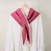 Nuevo Chal Tejido Estilo Coreano Cruzado para Mujer, Bufanda Triangular Bloques de Color con Borde de Cachemira Sintética, Protección para Cuello y Hombros en Habitaciones con Aire Acondicionado de Primavera y Verano