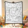 Mantas al por mayor: Manta de Siesta para Colorear Graffiti Casero con Dibujo Lineal, Manta de Ocio Multifuncional Creativa Hecha a Mano en Blanco y Negro para DIY