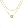 Amazon Diseño de Nicho Sentido Acero Inoxidable 26 Letras Incrustaciones de Diamante Amor Collar en Capas Letra Inicial Cadena Doble Clavícula