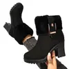 Botas Martin de tamanho grande para comércio exterior em estoque, novo estilo outono e inverno 2026, botas femininas da moda com zíper lateral de strass, botas quentes de algodão de salto alto