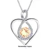 Collar de doble capa de plata de ley s925 con corazón eterno transfronterizo europeo y americano, colgante de piedra asiática para mujer con doce cumpleaños, cadena de clavícula.