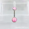 Piercing de Ombligo Flotante con Borde Ondulado de Ópalo Desmontable de Doble Extremo de Aleación de Titanio Astmf-136 Titanio G23 Joyería de Ombligo con Rosca Interna