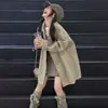 Chaqueta de Primavera y Otoño para Niñas 2026 Nueva Casual Estilo Coreano para Niña Niños Medianos y Grandes Holgado Solapa Gabardina de Longitud Media Moderna