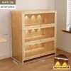 Librería a prueba de polvo de madera maciza, montada en la pared, color nogal, armario de almacenamiento, estantería de pie, estantería para el hogar