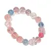 Pulsera de Cristal con Múltiples Piedras Preciosas Naturales con Cristal Rosa Flor de Cerezo, Cristal Fantasma Copo de Nieve, Aguamarina y Cuarzo Rosa, Estilo Único y Fresco