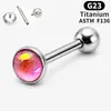 F136 Aleación de Titanio Bola Redonda Stud de Lengua Barra Recta Anillo de Lengua Rosca Interna Carcasa Gradiente Joyería para Piercing de Lengua Chica Picante