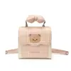 Mochila Infantil de Oso Bordado a Cuadros, Bolso de Mano Lindo para Niñas Acolchado con Lazo, Bolso Cruzado Pequeño de Princesa con Solapa