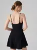 Vestido jacquard transfronterizo de cuello en U con copas fijas, que presenta un hermoso diseño en la espalda, sexy y seductor, adecuado para deportes, fitness y yoga, un vestido corto de una sola pieza para mujer