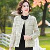 Casaco de lã curto nobre para as mamães moda Chanel estilo meia-idade roupas femininas emagrecendo idade reduzindo cardigan top de lã