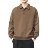 2025 Nuevo Otoño Elegante Retro Americano Cuello Solapa Empalme Camisa Polo Hombre Listo para Usar Juvenil Popular Manga Larga