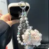 Colgante de Corazón de Diamante Cadena para Teléfono Móvil Joyería de Cristal Perla Pedrería Cadena de Teléfono Móvil de Gama Alta Cuerda Corta para Muñeca para Mujeres