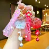 Pingente de Sino de Vento Luminoso Fofo, Chaveiro de Areia Movediça em Óleo, Pingente Exquisito para Mochila de Casal, Pingente de Cristal, Pequeno Presente
