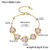Acero Inoxidable Corazón Cortado Borde de Pan Piedra de Vidrio Bola de Acero Conjunto de Collar Pulsera Aretes Chapado en Oro Real de 18K Que No Se Desvanece