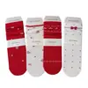 Calcetines Rojos de Año Nuevo con Lazo para Niñas y Mujeres, Calcetines de Media Pantorrilla Otoño/Invierno, Estilo Coreano Floral, Absorbentes de Sudor, Sin Costuras, Calcetines Rojos del Zodiaco del Año del Caballo