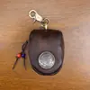 Bolsa Retro para Llaves de Coche de Cuero de Vaca de Primera Capa Frotada a Mano para Hombre, Colgante Llavero para Llaves de Casa de Cuero Genuino