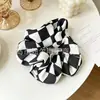 Elásticos de Cabelo Xadrez de Alta Elasticidade Transfronteiriços, Scrunchies Trevo para Rabo de Cavalo, Faixas de Cabelo de Tecido, Venda Direta de Fabricantes para Barracas de Mercado