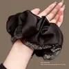 Novo modelo 2026 scrunchie de cetim preto para mulheres, elástico de cabelo de alta qualidade, elástico elegante para rabo de cavalo baixo, acessório de cabelo estilo casual