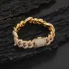 Pulsera Cubana Nariz de Cerdo Burbuja Tres-a-Uno de 15 mm Europea y Americana Pulsera de Zirconia Hip-Hop de Moda para Hombre Joyería al por Mayor