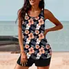 Traje de baño de dos piezas estilo europeo y americano 2026 para mujer, Tankini conservador de secado rápido con shorts tipo bóxer, Venta al por mayor de comercio exterior de Amazon transfronterizo