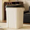 Cubo de basura grande de plástico con tapa abatible y doble asa transfronterizo para uso doméstico, papelera cuadrada para baño, papelera para sala de estar y cocina
