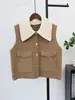 Colete Cardigan de Lã Dupla Face com Gola Removível 2026 Outono/Inverno Novo Suéter Vestido Solto Sem Mangas Feminino Tendência
