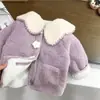 Suéter de Pelúcia para Meninas Outono e Inverno Novo Estilo Moda Infantil Roupas de Inverno da Moda Moda para Bebês Meninas Revestido de Fleece Espessado Roupa Externa de Inverno Exportação