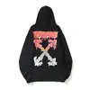 Suprimento estável marca de moda OFF-WHITE algodão felpudo de alta qualidade moletom com capuz unissex suéter folgado