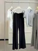 Pantalones acampanados deportivos casuales para mujer, nuevo estilo de verano, simples y versátiles, de cintura alta, adelgazantes, de lujo ligero, pantalones de pierna ancha de alta gama