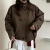 Gabardina corta color caqui para mujeres petite, primavera y otoño 2026, nueva chaqueta casual de alta gama estilo coreano con cuello alto