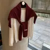 Chal Exterior de Alta Gama, Chaleco Grande Exterior de Lana para Otoño e Invierno, Holgado y Versátil, Bufanda Chal de Estilo Perezoso Asimétrico