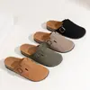Pantuflas Cerradas Transfronterizas para Hombre, Zapatos Estilo Birkenstock con Suela de Madera para Interiores, Sandalias Casuales de Medio Paso para Hombre Talla Grande, Estilo Pareja