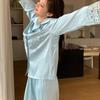 Pijama de Encaje de Seda Helada de Alta Gama Estilo Francés para Mujer, Nuevo Conjunto de Ropa de Casa Suave y Cómoda de Tallas Grandes para Primavera y Otoño
