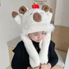 Novo Conjunto de Chapéu e Cachecol de Capivara Capibara Duas Peças, Chapéu de Pelúcia Grosso à Prova de Vento e Quente para o Inverno com Proteção para as Orelhas
