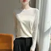 2026 Nueva Camisa de Malla Patchwork con Cuello Redondo para Otoño Invierno para Mujer Ropa Interior Manga Larga Ajustado Diseño Sweater Delgado