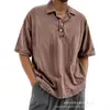2026 Site Independente da Amazon Transfronteiriço Camisa Polo Casual Versátil de Manga Curta com Botões 100% Algodão para Homens