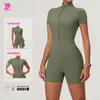 Mono de Yoga de Verano con Cremallera de Manga Corta Transfronterizo Europeo y Americano para Mujer Danza Fitness Deportes Mono Ajustado 8294