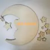 Adornos de Luna de Madera Resurrección Colgante de Osito de Peluche de Luna de Madera Estrella de Cinco Puntas Colgante de Pared Atrapasueños Colgante de Viruta de Madera