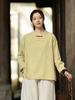26 Otoño Nuevo Original Moda Algodón y Lino Suéter Top Cosido Estilo Retro República de China Cuello Alto Abotonado Vestido Camisa de Té