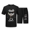 Traje informal de seda de hielo para hombre, camiseta de manga corta con estampado de cabeza de tigre, pantalones cortos de seda, finos y holgados, para verano