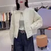 Venda Direta de Fábrica Outono 2025 Versão Coreana Versátil Emagrecedor Casual Design Solto Gola Alta Xadrez Diamante Jaqueta Curta Casaco Feminino