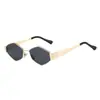 Gafas de Sol Diamantadas con Borde Metálico para Mujer 2025 Nuevo Estilo Europeo y Americano Frances gm Gafas de Sol Estilo Coreano Foto Adelgazantes Sensación de Alta Gama