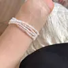 Pulsera Elástica de Ágata Blanco Hielo Natural Estilo Mismo de Zhao Lusi Diseño de Nicho Simple de Gama Alta Exquisita Pulsera