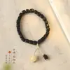 Pulsera de Cuentas Cuadradas de Sándalo Verde, Estilo Creativo Pastoral Bosque, Diseño Curativo de Pata de Gato Linda, Versátil para Hombres y Mujeres, Pulsera de Pareja